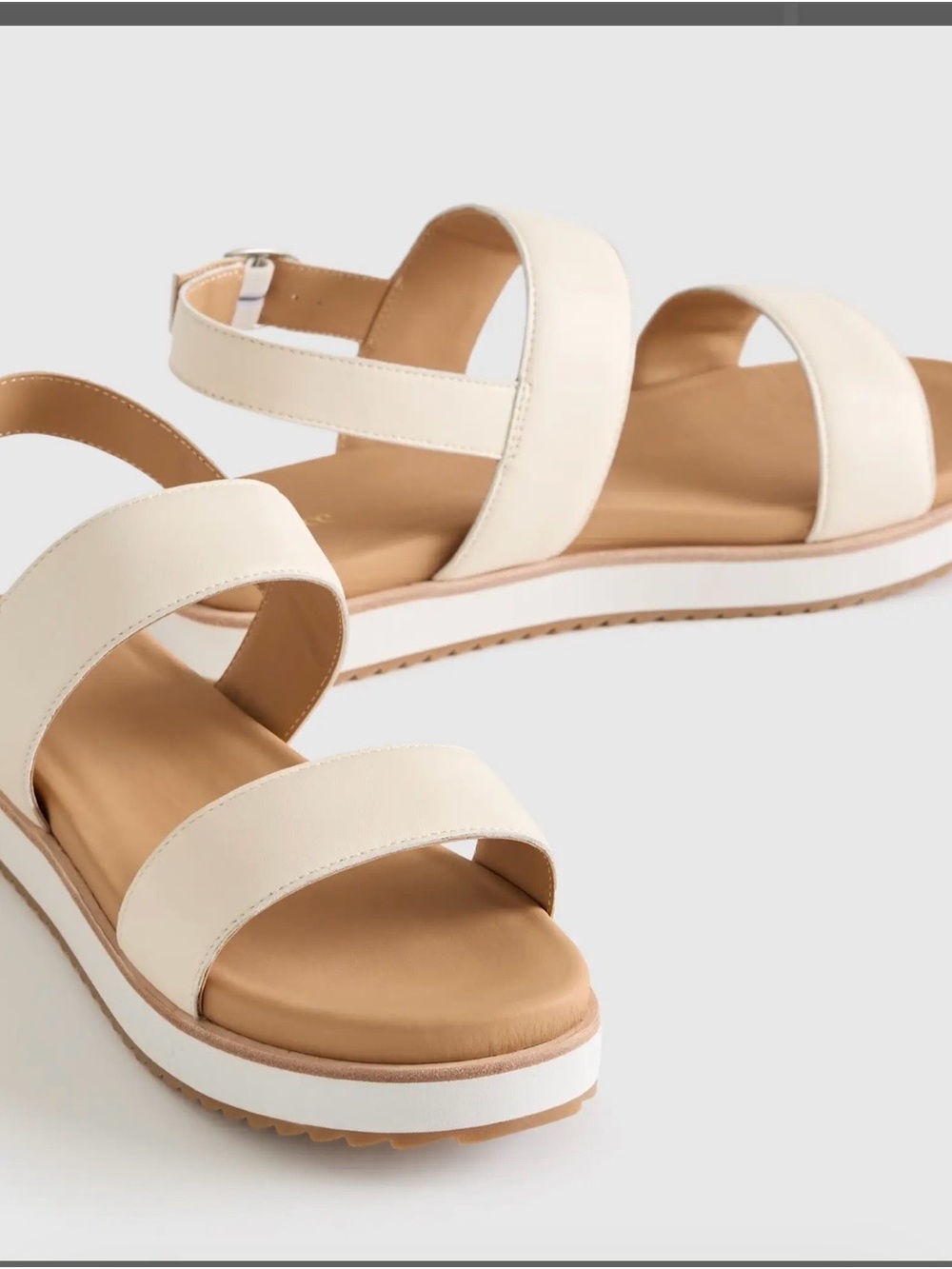 Quince Women's Italian Leather Platform Bone Cream Double-Strap Platform Sandals